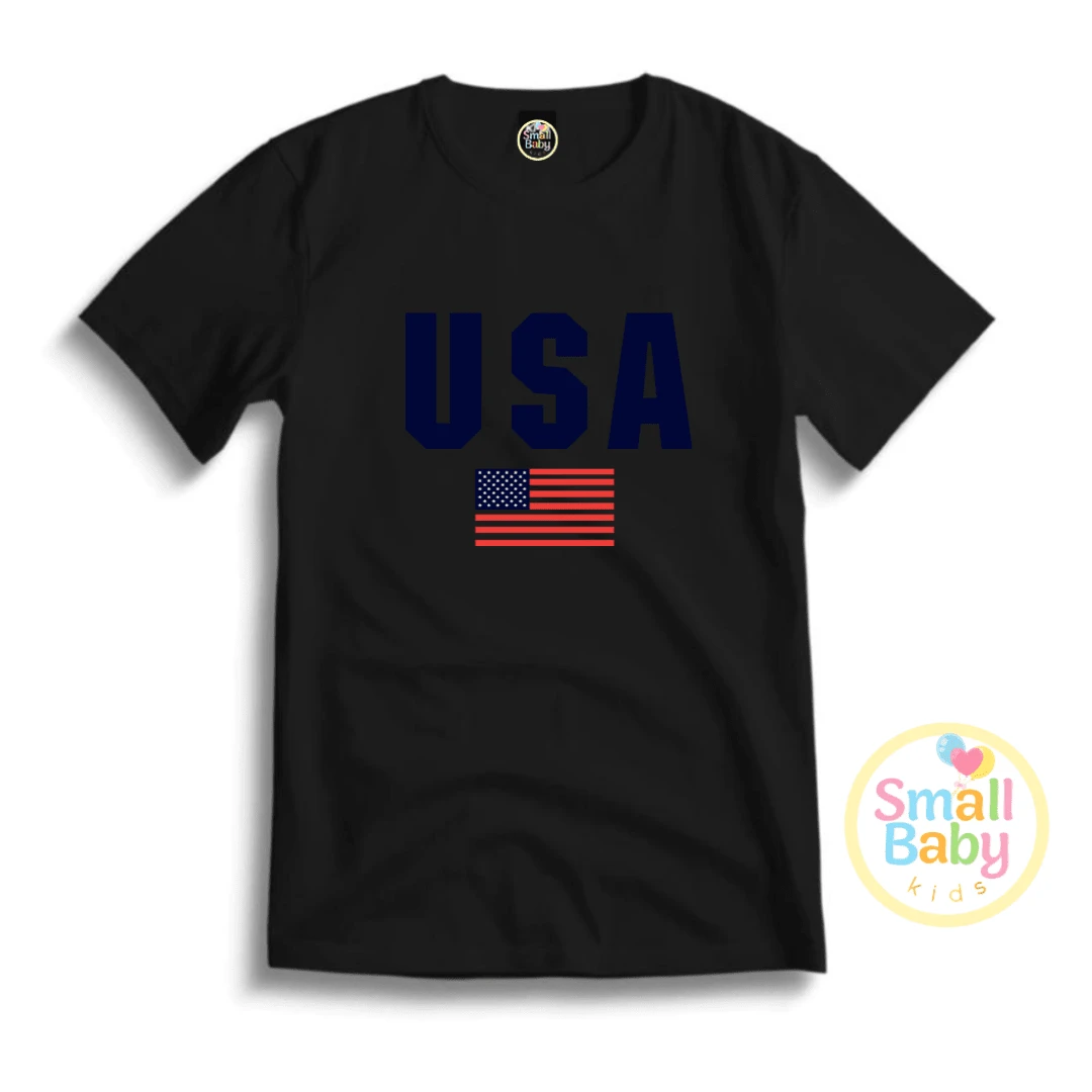 Camiseta Infantil Juvenil/ Unissex USA Bandeira - Preto - Visão 1