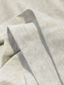 女士休闲宽松灰色小狗印花圆领短袖 T 恤，夏季透气街头服饰 - 淺灰色 - 查看 7