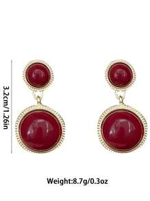 2 件复古圆形人造珍珠几何夹式耳环，无需穿孔 - clip - 查看 7