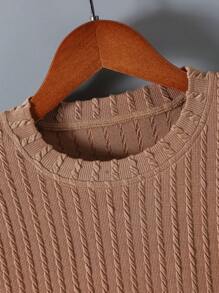 2件套男童休闲纹理短袖T恤和短裤套装，春夏