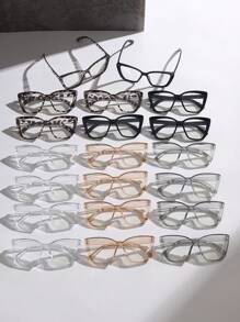 1pc/20pcs Women Oversized Cat Eye Plastic Windproof Daily Plano Lenses Multicolor Classic Elegant Modern Simple Style Basics Minimalist Clear Eyeglasses Combination For Back To School Cosplay Reading Suitable For All Face Shapes Accessories