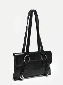 1pc Women's Street Y2K Style Vintage Multi-Strap Metal Decor Casual Shoulder Crossbody Bag, Large Capacity Underarm Bag For Going Out, Dating, Party