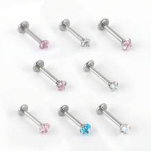 1 件不锈钢内螺纹唇环，适合女性日常佩戴 - 鋼色 - 查看 3