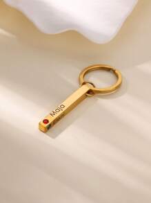 1 stuk gepersonaliseerde verjaardagssteen sleutelhanger, unieke minimalistische lange staaf, veelzijdige personalisatie, personalisatie van naam, mobiel telefoonnummer, sleutelhanger, decoratie van tasrits, dagelijks veelzijdig, festivalcadeau.