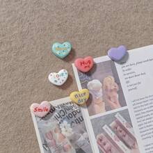 5 件/10 件彩色马卡龙心形图钉，ABS 材质，适用于备忘板、办公室和家居装饰 - 彩色 - 查看 6