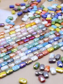 30pcs/Bag Pink Red Green Color Faceted Grid Rectangle Square Loose Beads Glass Beads Faceted Loose Spacer Beads For Jewelry Making DIY Jewelry Accessories Design