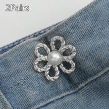 1/2/4 pares de hebillas de cintura con diseño floral, ajustadores de cintura para faldas y pantalones vaqueros - Hebillas desmontables para ajustar el tamaño de la cintura de pantalones y faldas sin necesidad de coser, herramienta perfecta para ajustar la cintura