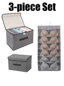 1pc Foldable Fabric Storage Box With Lid And Dustproof Cover, Suitable For Bras, Socks, Closet And Bedroom Organization & Decor, Autumn Decoration, Holiday Decoration, Room Decor, Home Decor, Bedroom Decor, For Clothing, Lingerie, Socks, Portable Dust-Proof And Moisture-Proof Organizer, A Gift For Women Or Men