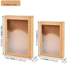 10pcs Kraft Paper Postcards Frame Packaging Boxes, Holiday Greeting Cards Storage Box, Cookie & Candy Folding Display Boxes With Window - Brown - View 2