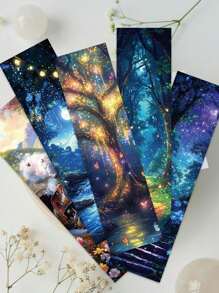 Set de 30 marcapáginas de papel con diseños estéticos, románticos y misterios del bosque, para estudiantes, lectores, DIY, biblioteca, oficina, club de lectura, artículos escolares, vuelta al cole - Multicolor - Ver 7
