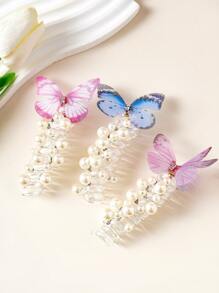 1pc/2pcs/3pcs Cute Fairy Hair Accessories, Pearl Net & Butterfly Rose Flower Spiral Hair Scrunchies, Suitable For Little Girls Braiding & Ponytail