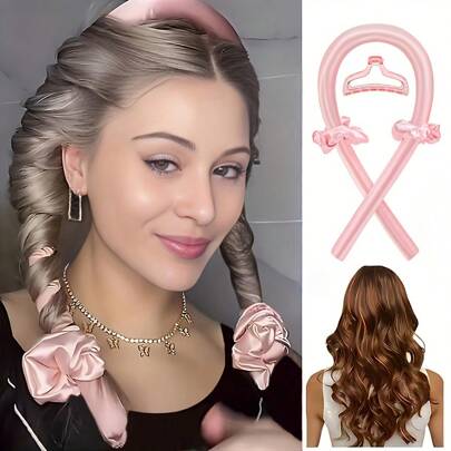 Simple Fabric Hair Curler With Bow Detail - Solid Color, Single Piece, Suitable For Christmas Celebration Hairstyle Accessories, Christmas Hairstyle Styling Tool|Elegant Accessories|Fabric Construction