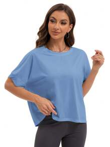 GEREARC Summer Basic Tops Womens Solid T Shirts For Women Loose Shirts Tee - 幽藍色 - 查看 3