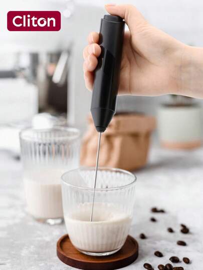 CLITON 1pc 2*AA Batteries Powerful Milk Frother Handheld Foam Maker For Lattes - Whisk Drink Mixer For Coffee, Mini Foamer For Cappuccino, Frappe, Matcha, Hot Chocolate,With Stand,Father's Day, Mother's Day, Christmas, Thanksgiving, Halloween, Valentine's Day Gifts
