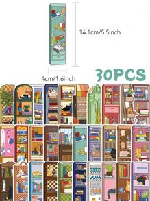 30pcs Cute Cat Design Bookmarks, Cartoon Vivid And Stylish Book Markers For Reading Notes - Multicolor - View 2