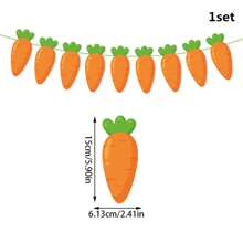 1set Easter Happy Cute Rabbit Carrot Decorative Banner , Festival Party Window Background Decorative Banner - Multicolor - View 8