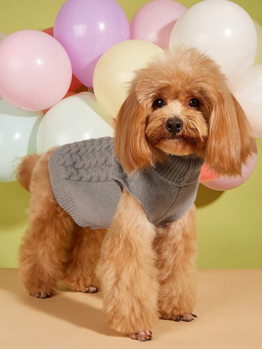 2pcs Casual Elasticated Solid Color Full Linen Knitted Sweater For Teddy Bear Dogs