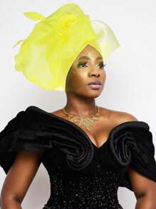 1pc African Traditional Air Layer Mesh Solid Color Fascinator/Derby/Kentucky Derby Hat For Women - Multicolor - View 13