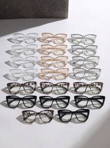 1pc/20pcs Women Oversized Cat Eye Plastic Windproof Daily Plano Lenses Multicolor Classic Elegant Modern Simple Style Basics Minimalist Clear Eyeglasses Combination For Back To School Cosplay Reading Suitable For All Face Shapes Accessories
