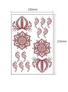 1 件防水指甲花临时纹身，女士一次性花朵图案纹身贴纸，手部和身体艺术假指甲花纹身