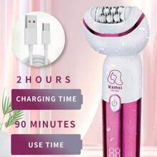Kemei KM-6051 5 In 1 USB Rechargeable Women's Epilator, Portable Hair Removal Device, Rotary Shaver For Body, Face & Legs - Depilator For Smooth Skin