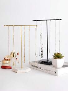 1个T型金属首饰架，可展示项链/手链/手表，适用于卧室梳妆台/书房/橱柜，母亲节礼物 - 彩色 - 查看 7