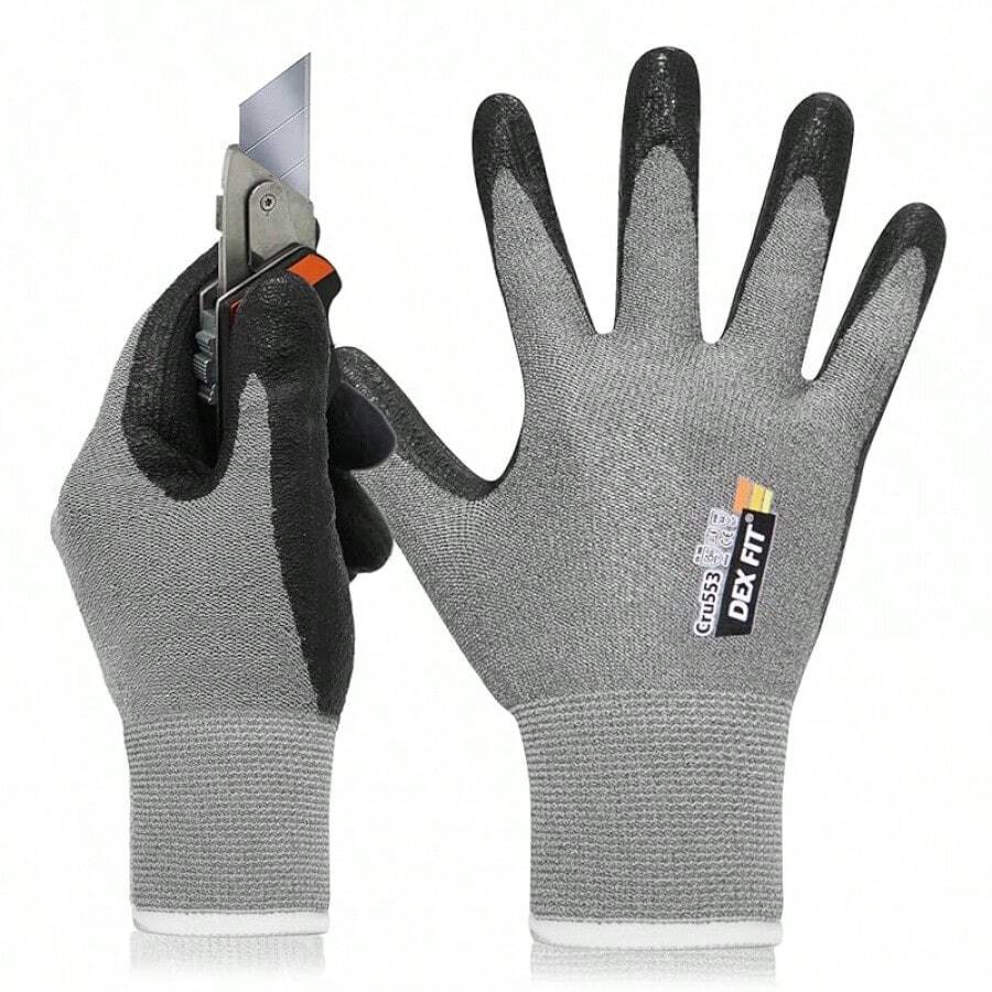 DEX FIT Level 5 Cut Resistant Gloves Cru553 Prime, 3D-Comfort Fit, Firm Grip, Thin & Lightweight, Touch-Screen Compatible, Durable, Breathable & Cool, Machine Washable; Grey S (7) 1 Pair - 頂級灰色 - 查看 1