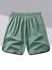 1pc Men's Casual Athletic Gym Running Shorts, Breathable Elastic Quick-Dry - Blue - View 3