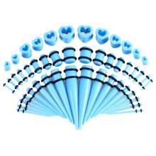 SWANJO 48pcs Heart Acrylic Ear Gauges Expander Black Clear Purple Pink 14G-00G Ear Taper Stretching Kits - 48pcs Set - View 13