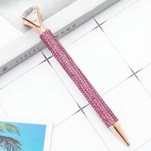 1pc Diamond Design Ballpoint Pen With Rhinestone Decoration, Rotating Crystal Diamond Pen, Gift Stationery For Girls And Students