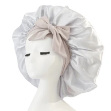 [Pink Satin Bonnet] Soft Luxurious Pink Satin Bonnet - Adjustable Tie Band & Bow Accent, Comfortable Ruffled Design For A Snug Fit, Hair Protection | Satin Cap | Smooth Satin Finish For Women & Men