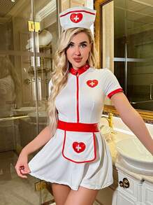 全新性感内衣服装连衣裙，角色扮演护士制服套装 - 白色 - 查看 10