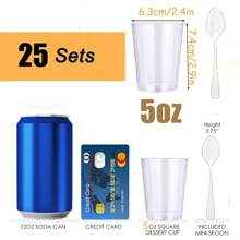 5/50pcs 5 Oz Dessert Cups With Spoons ,Tiramisu Cup Shooting Dessert Cup Clear Plastic Parfait Cups Round Appetizer Cups Fruit, Pudding, Mousse, Ice Cream, Party, Wedding, Valentine's Day New Year (An Additional 5 Spoons)
