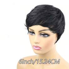 Short Human Hair Wigs Pixie Cut Wig With Bangs Straight Brazilian Remy Hair Wig For Women Full Machine Made Wig Human Hair Ready To Wear