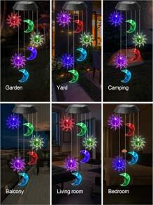 1pc Solar Wind Chime Outdoor Waterproof Solar LED Wind Chime Light, IP44 Change Light Color Mobile Romantic Wind Chime Mother's Day Gift Birthday Gift, Family Gathering, Festival, Party, Night Garden Decoration, Solar Lights Outdoor - Multicolor - View 8