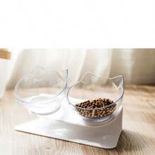 Tendry Double Elevated Cat Lover And Cat Mom Love Bowls With Non-Slip Base & Stand - Ergonomic Raised Feeding Dishes For Cervical Support - Food & Water Bowls - Essential Cat Lover And Cat Mom Love Supplies