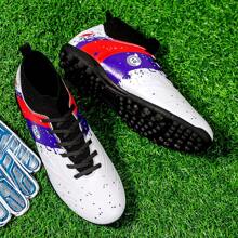 男子足球鞋高帮足球鞋户外透气运动专业钉鞋青少年男孩足球鞋男女通用 - 白色 - 查看 2