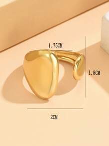 1pc Vintage Baroque Wide Flat Metal Stainless Steel Adjustable Open Ring, Vacuum Plated 18K Gold, Non-Fading Jewelry For Women Daily Wear