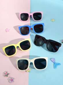 6 件/5 件/4 件/3 件/1 件儿童休闲风格拼色折叠时尚眼镜，男孩和女孩的时尚眼镜，适合日常佩戴，是送礼的理想选择