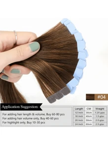 10pcs/Pack Mini Tape-In Hair Extensions, Real Human Hair, Highlighted Blonde, Invisible Skin Weft, Non-Remy, Tape-In Hair Extensions - S4 - View 4