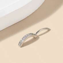 1 件不锈钢镶嵌锆石肚脐环简约反向肚脐环女士身体肚脐穿孔首饰