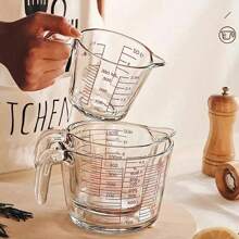 1pc Glass Measuring Cup With Handle And Measurement Markings - Heat Resistant, Microwave And Oven Safe, For Baking And Cooking - Multicolor - View 2