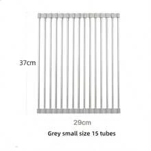 304 Stainless Steel Drain Roller Shutter Kitchen Sink Drain Dish Rack Foldable Drain Rack Mildew Silicone Storage - Silver - View 5