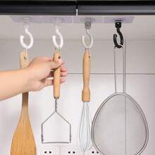 3pcs Multi-Purpose Adhesive Hooks, Rotatable Ceiling Mounted Hanging Hooks, Strong Sticky Hooks For Kitchen, Bathroom, Wall, Key, Clothes Hanger, Random Colors