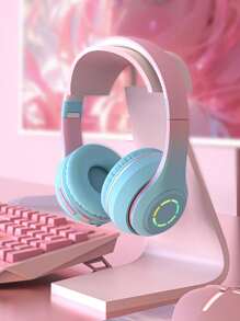 GENAI Wireless Headphones With Gradient Design And LED Lights, Foldable Gaming Headset With Mic, Lightweight, Hi-Fi Sound, For Girls And Teens - Multicolor - View 2