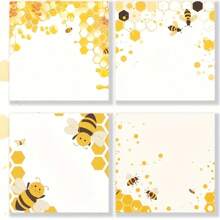 4 Packs Of Sticker Notes 3x3 Inches, 1 Pack Of 50 Cute Bee Sticker Notes School Office Home Supplies Student Teacher Gifts