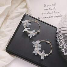 Random 10 Pieces Set/5 Pairs, Simple Flower Faux Pearls Earring Set, Niche, Light Luxury, High-End Feeling, Earring , Versatile Earrings - Multicolor - View 6