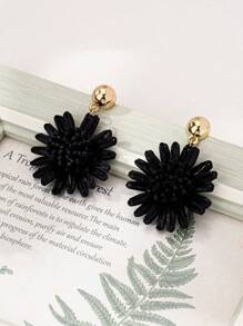 1 Pair Elegant & Romantic Raffia Flower Drop Earrings, Chic Daily And Vacation Accessory For Women