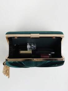 女士流苏手拿包晚宴包流苏晚宴手提包，女士派对婚礼手拿包链条单肩斜挎包派对 - 墨綠色 - 查看 6