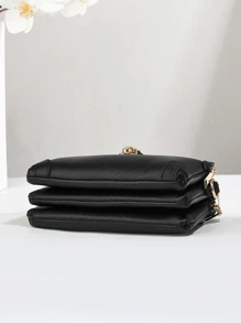 Faux Leather Shoulder Bag, Women's Fashionable Zipper Wallet Casual Shoulder Bag With Removable Shoulder Strap